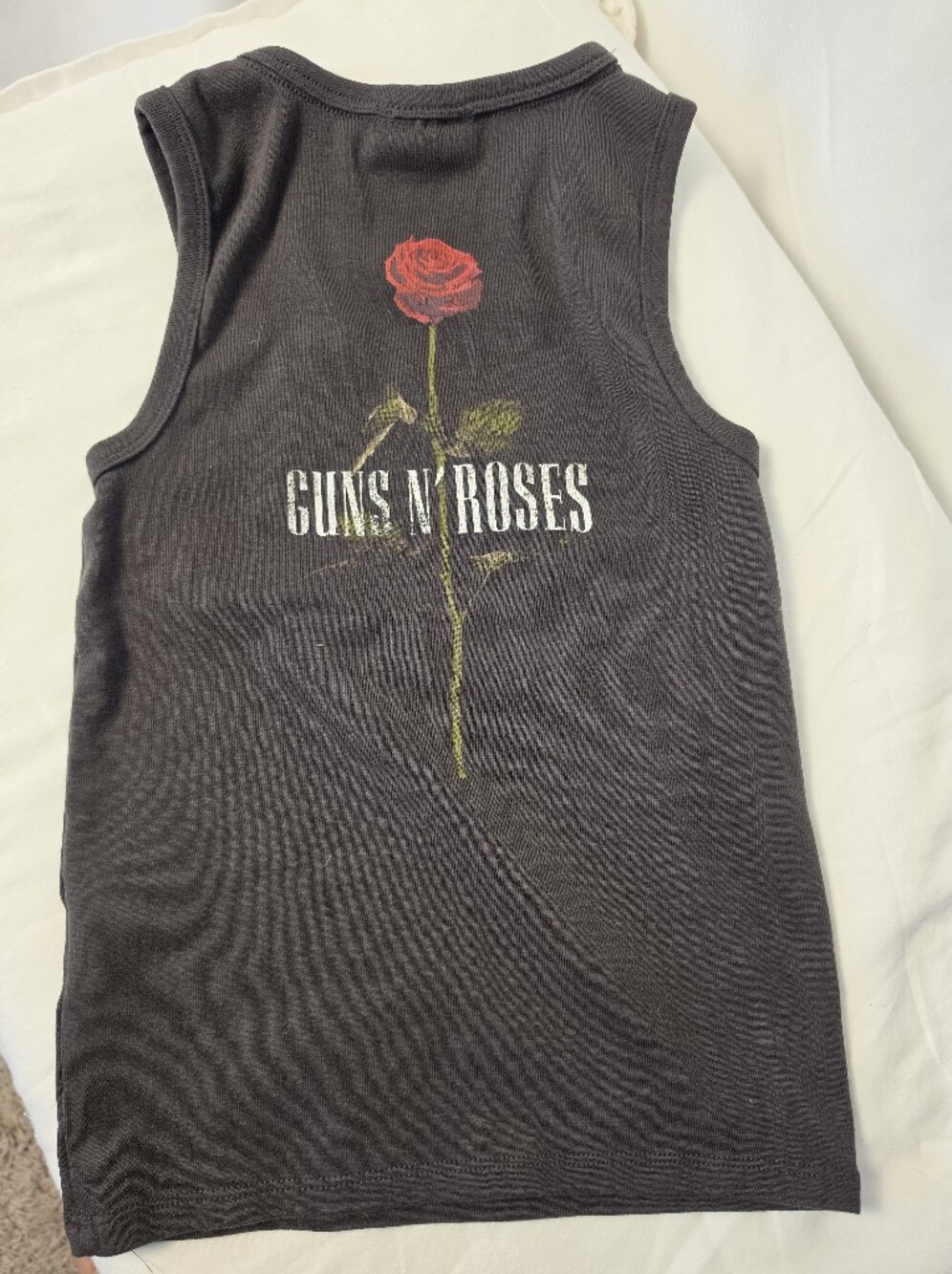 Guns N' Roses Ribbed Crop Tank Top Dark Gray XXS